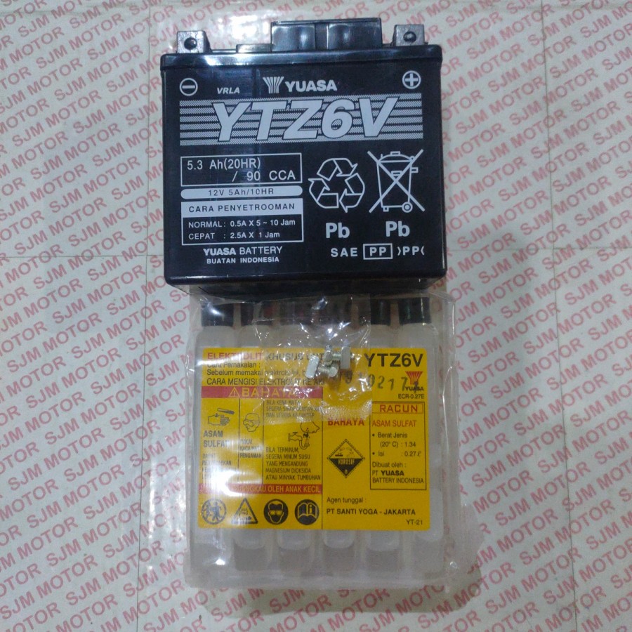 Yuasa YTZ6V – Aki Motor Bebas Perawatan, Tahan Lama & Starter Kuat